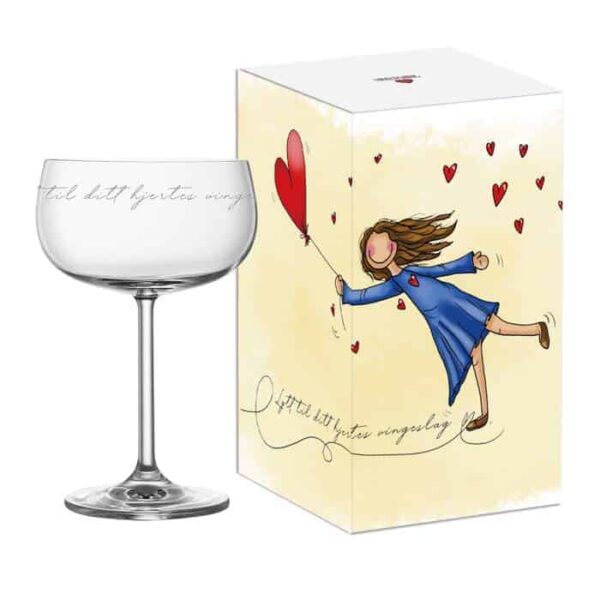 Champagneglass ; Lytt til ditt hjertes vingeslag Lykketegning