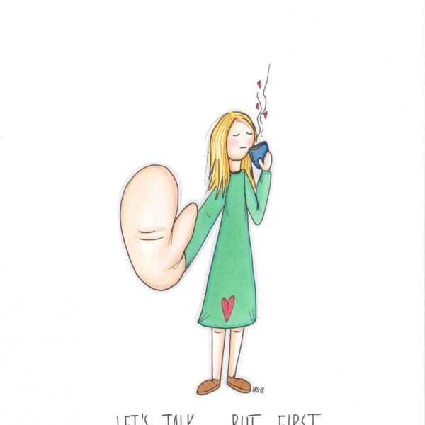 Illustrasjon - "Let`s talk, but first coffee"