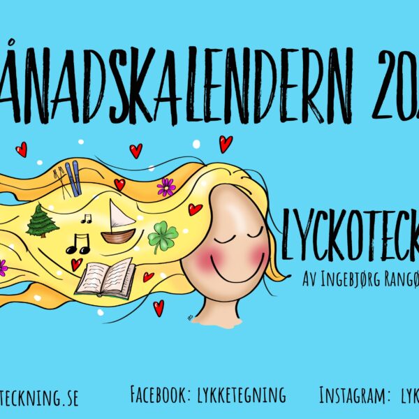 Svensk månadskalendern från Lykketegning for 2026! Svensk edition